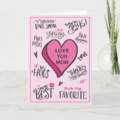 Roze Hart Moederdag Speelse stijlvolle quotes Kaart (Voorkant)