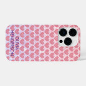 Roze Hart monogram glitter sparkle aangepaste naam iPhone Hoesje (Achterkant horizontaal)