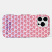 Roze hart monogram glitters glans aangepaste naam iPhone hoesje (Achterkant horizontaal)