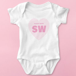 Roze Hart Monogram Wit Baby Outfit Aangepast Romper
