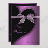 Roze hart nodigt u uit met boog kaart (Voorkant / Achterkant)