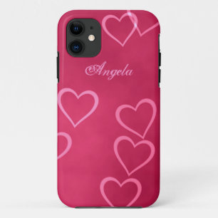 Roze hart omlijningen iPhone 11 hoesje