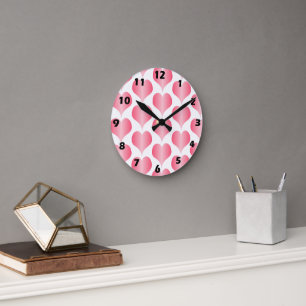 Roze Hart Ontwerp Ronde Klok