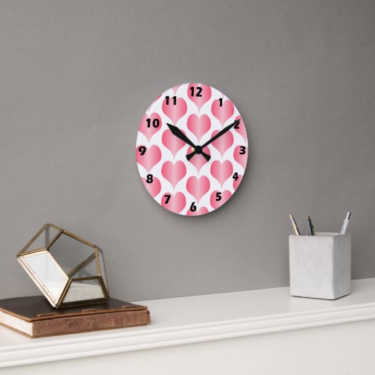 Roze Hart Ontwerp Ronde Klok (Kantoor)