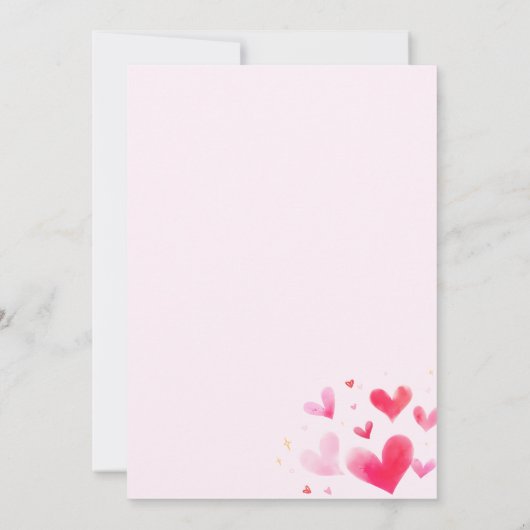 Roze hart onze kleine schatje verjaardag kaart (Achterkant)