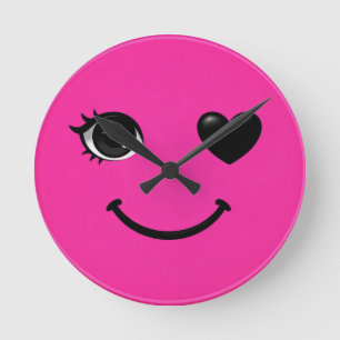 Roze Hart‑Oog Klok Wijzerplaat