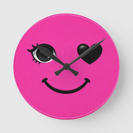 Roze Hart‑Oog Klok Wijzerplaat (Voorkant)