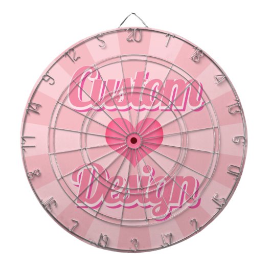 Roze hart op pastelroze kleur met aangepaste tekst dartbord (Voorkant)