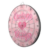 Roze hart op pastelroze kleur met aangepaste tekst dartbord (Voorkant Rechts)
