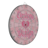 Roze hart op pastelroze kleur met aangepaste tekst dartbord (Voorkant Links)