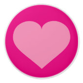 Roze hart op roze keramische knop (Voorkant)