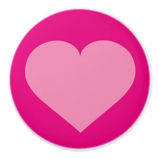 Roze hart op roze keramische knop (Voorkant)