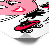 Roze hart op Schaatsen van Roller Poster (Hoek)