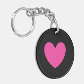 Roze hart op zwart sleutelhanger (Voorkant Links)
