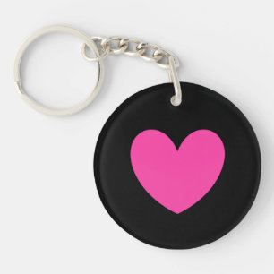 Roze hart op zwart sleutelhanger