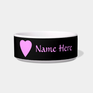 Roze hart op zwart. voerbakje
