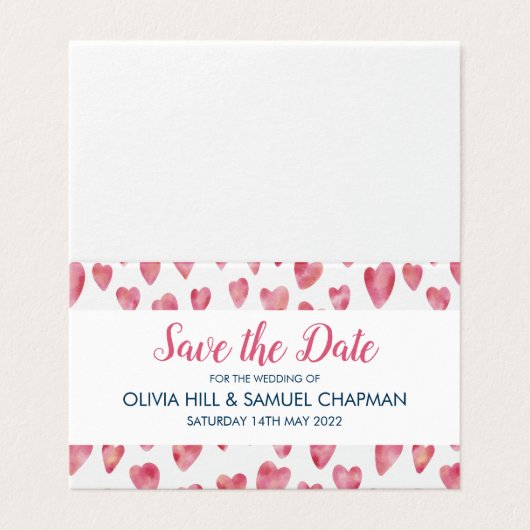 Roze hart Opslaan Datum Kaart (Buitenkant ongevouwen)