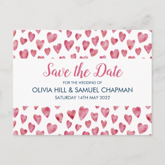 Roze hart Opslaan Datum Kaart (Voorkant)