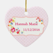 Roze Hart Ornamental Keepsakes voor MiMi Keramisch Ornament (Achterkant)