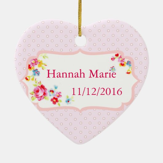 Roze Hart Ornamental Keepsakes voor MiMi Keramisch Ornament (Achterkant)