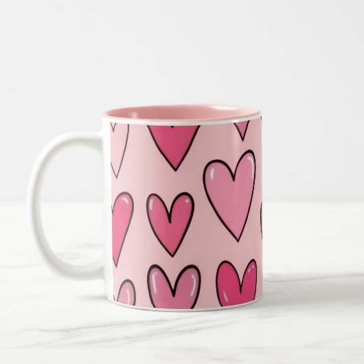 Roze Hart Overloop Mok | Roze (Links)