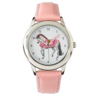 Roze Hart Paard  Meisjes Horloge