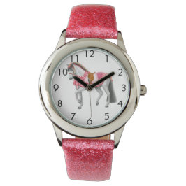 Roze Hart Paard Meisjes Horloge