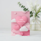Roze Hart Papercut Valentijnsdag Kaart (Staand voorkant)