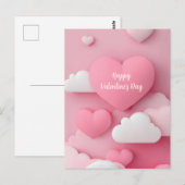 Roze Hart Papercut Valentijnsdag Kaart (Voorkant / Achterkant)