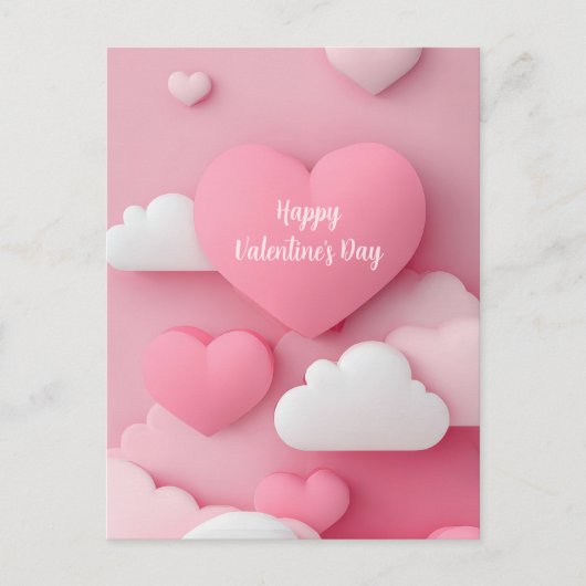 Roze Hart Papercut Valentijnsdag Kaart (Voorkant)
