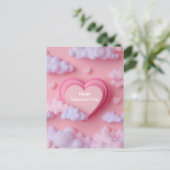Roze Hart Papercut Valentijnsdagkaart Briefkaart (Staand voorkant)