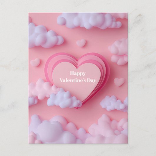Roze Hart Papercut Valentijnsdagkaart Briefkaart (Voorkant)