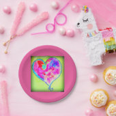 roze hart papieren bordje (Feest)