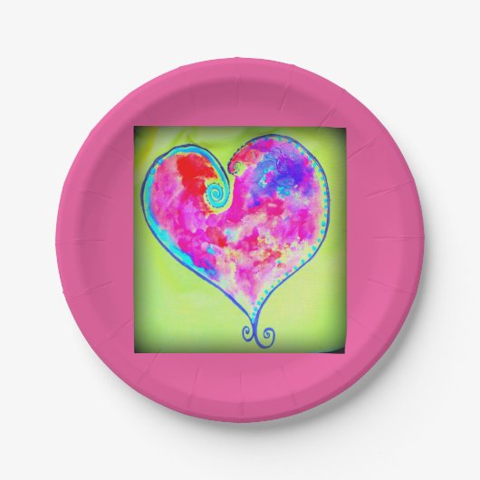 roze hart papieren bordje (Voorkant)