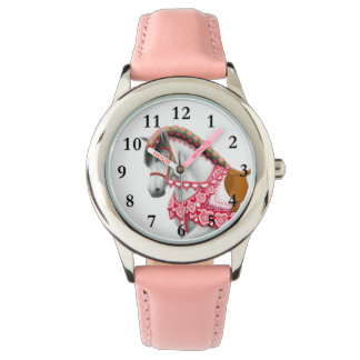  roze hart parade paard Kinder horloge