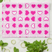 Roze Hart Pastel Leuke Vierkanten Theedoek (Gevouwen)