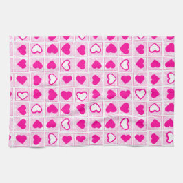 Roze Hart Pastel Leuke Vierkanten Theedoek