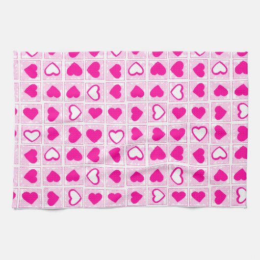 Roze Hart Pastel Leuke Vierkanten Theedoek (Horizontaal)