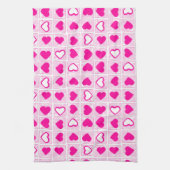 Roze Hart Pastel Leuke Vierkanten Theedoek (Verticaal)