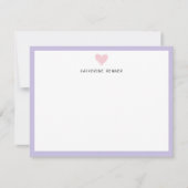 Roze Hart Pastel Paarse Grens Gepersonaliseerd Bedankkaart (Voorkant)