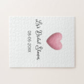 Roze hart pastel retro bruidsmeisje datum boho te legpuzzel (Horizontaal)