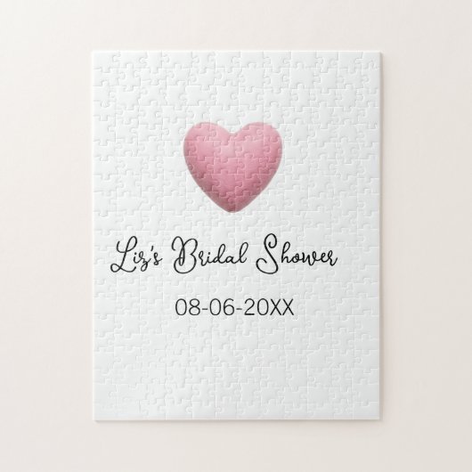 Roze hart pastel retro bruidsmeisje datum boho te legpuzzel (Verticaal)