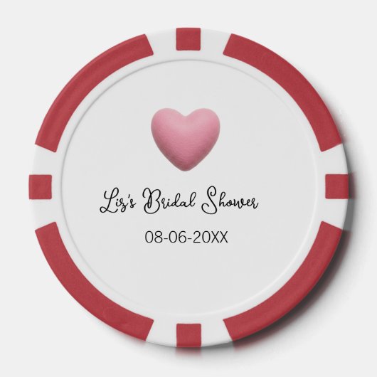 Roze hart pastel retro bruidsmeisje datum boho te poker chips (Voorkant)