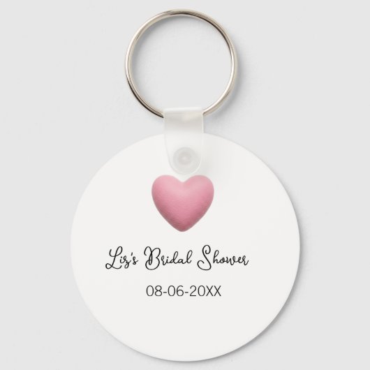 Roze hart pastel retro bruidsmeisje datum boho te sleutelhanger (Voorkant)