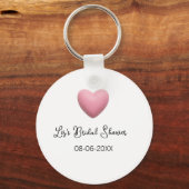 Roze hart pastel retro bruidsmeisje datum boho te sleutelhanger (Achterkant)