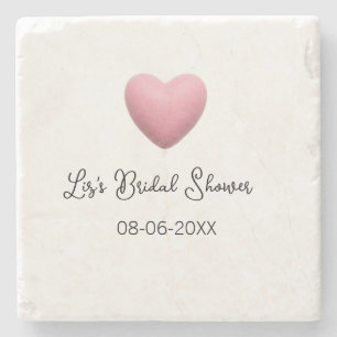Roze hart pastel retro bruidsmeisje datum boho te stenen onderzetter