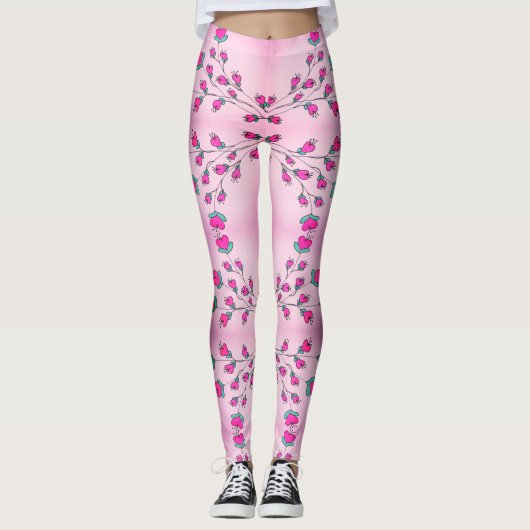 Roze Hart Patroon Dames Leggings (Voorkant)