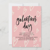 Roze Hart Patroon Galentine's Day Party Kaart (Voorkant)