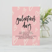 Roze Hart Patroon Galentine's Day Party Kaart (Staand voorkant)