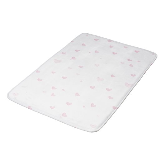 Roze Hart Patroon Girly Romantische Waterverf Badmat (Gekanteld)